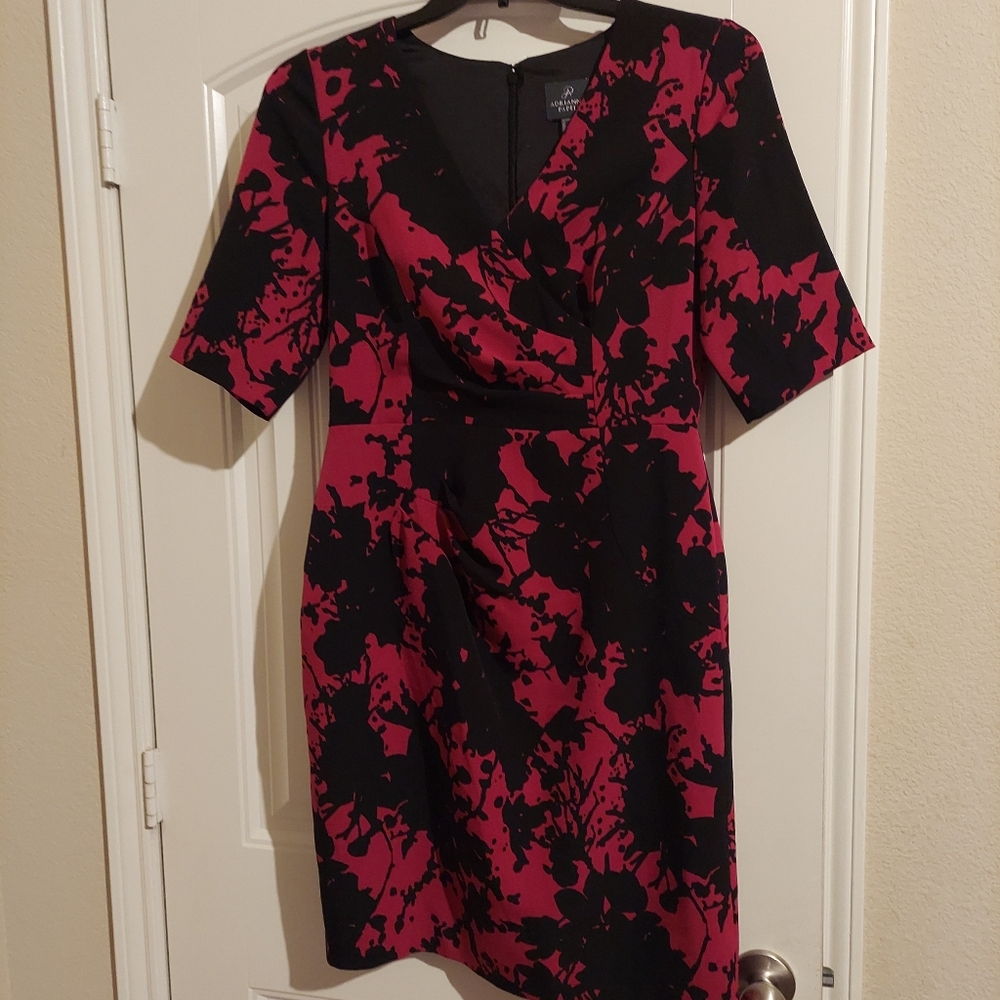 Fuchsia and black floral Adrianna Papell dress Size 12